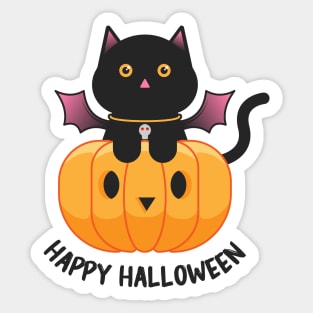 Black cat in a pumpkin Sticker